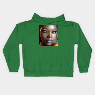 Cyberpunk Young Woman Kids Hoodie